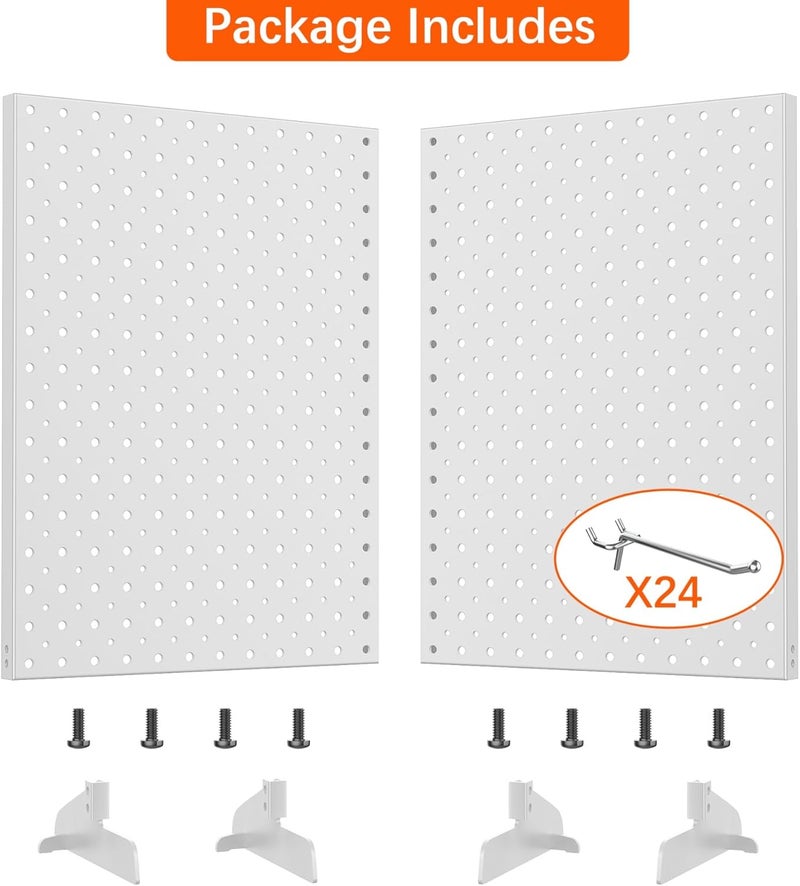 TORACK Pegboard Display Stand for Craft Shows & Fairs, 12 x 16 in Metal Tabletop Pegboard Display with Hooks for Christmas Fair Event(White, Pack of 2) - Image 4